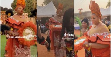 Bride in Heels Frowns As Her Asoebi Friends Arrive Wedding Late, She Tries Not to Smile in Video