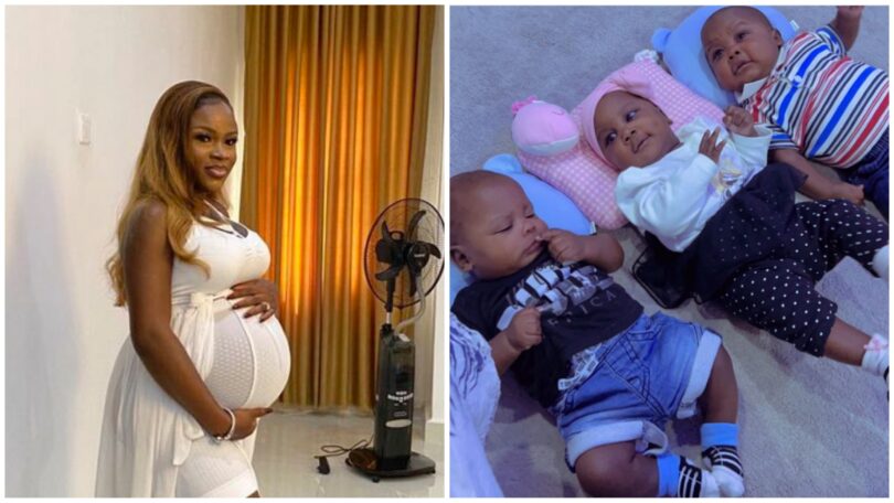 "God is Still God": After 2 Miscarriages, Nigerian Woman Welcomes Triplets, 2 Boys, 1 Girl, so Beautiful (Photos)
