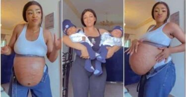 "I want Twins" Joy as Mom welcomes twin Boys, shares beautiful pregnancy bump (Video)