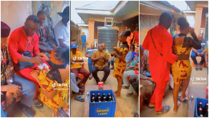 Video of Simple Marriage Ceremony Held Inside Family’s Compound Stirs Reactions, Bride Kneels Before Lover