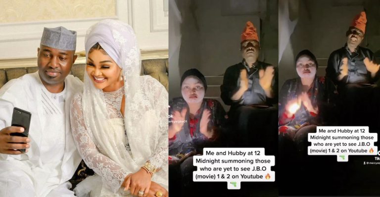 Fan ridicule Mercy Aigbe’s husband as he hop on powder challenge