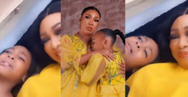 “She wouldn’t give me food, I am about to faint” Actress Bimpe Akintunde under fire as her daughter cries out for food (Video)