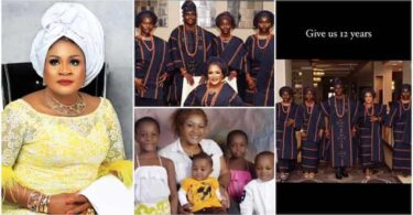 “Your Son Stand Gidigba”: Mercy Aigbe’s Senior Wife Funsho Adeoti & Children Stun Many With 12 Years Challenge