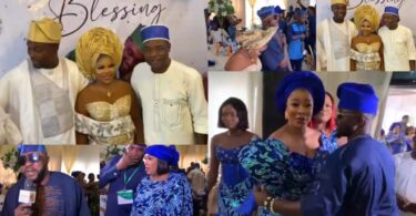 Faithia Williams, Odunlade Adekola, others storm Adeniyi Johnson and Seyi Edun’s twins’ christening ceremony (Video)