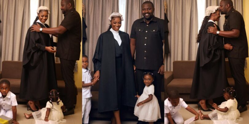 “I have cases for you,” Ghanian actor John Dumelo tells wife as she gets called to bar (Photos)