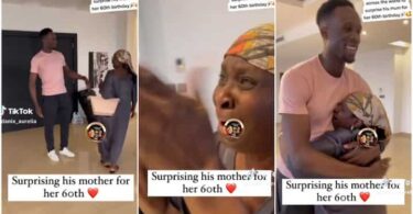 Son’s Surprise Visit to Mum on 60th Birthday Makes Her Cry in Viral TikTok Video