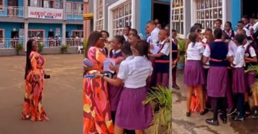 Destiny Etiko overwhelmed with love as she storms Asaba school (Video)