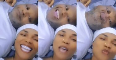 “Let the single breathe” Iyabo Ojo and lover, Paulo Okoye suffocate fans with loved-up video