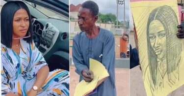 "It Took Only 5 Minutes": Nigerian Man Sees Pretty Lady Sitting Inside Car, Draws Her Perfectly in Video