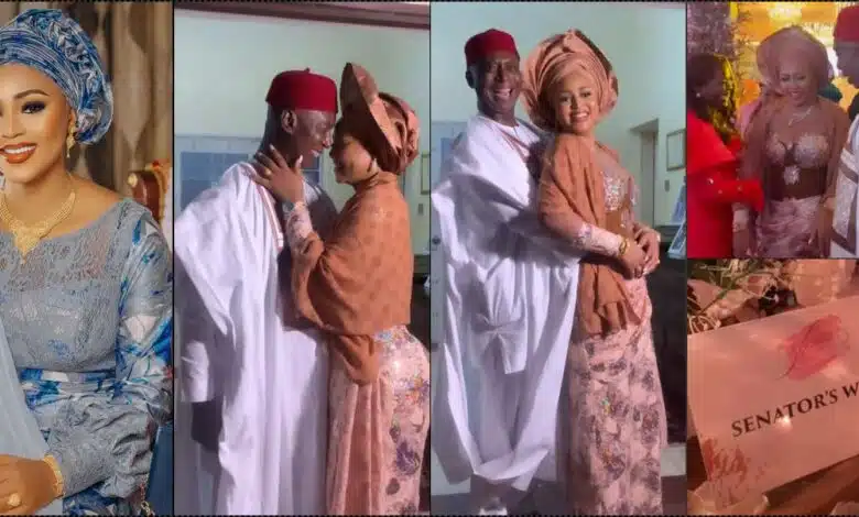 “Where are other wives? This is unfair” — Regina Daniels shares loved-up pose with husband at party, netizens kick (Video)