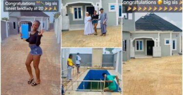20-Year-Old Becomes Latest Landlady, Builds House With Swimming Pool, Paints It and Tiles Floor