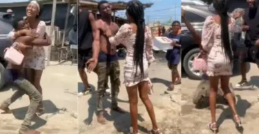 After 3 years in UK, lady returns to Nigeria for roadside mechanic boyfriend who sponsored her (Video)