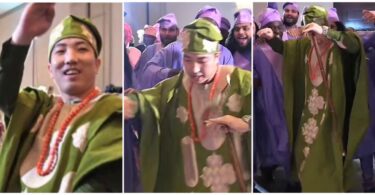 Nigerian lady weds Korean man, he makes grand entrance with Asake’s song