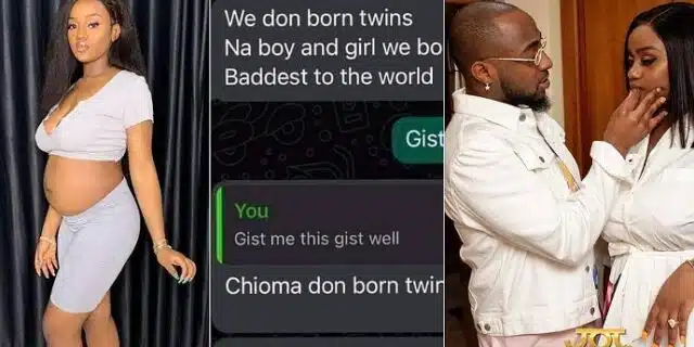 Chats leak as Davido and Chioma allegedly welcome twins