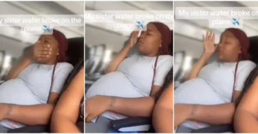 Moment pregnant woman’s water breaks on Airplane
