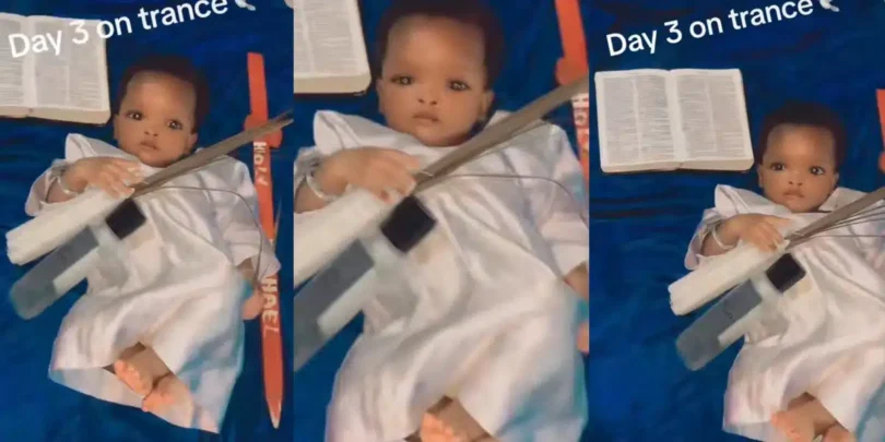 “This is a big joke” – Celestial church stuns many Nigerians as a little baby reportedly spends 3 days in a trance