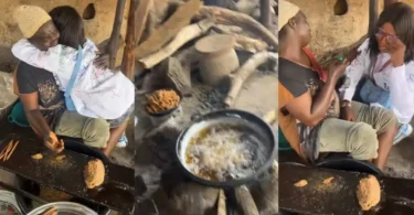 “This made me cry” – Hot tears drop as lady visits her mother who sells Kuli-kuli during sign-out day at university