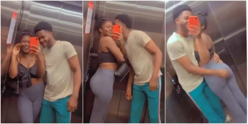 “I Just pity understanding boyfriend” – Lady causes buzz as she’s spotted ‘having fun’ with school son in elevator