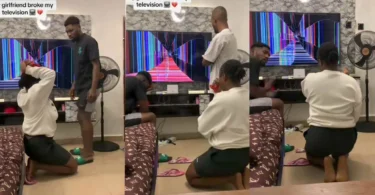Lady shares boyfriend’s unexpected reaction as she pranks him by pretending to have broken his plasma TV