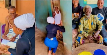 “Why is Pa Fatomilola living in such condition” – Reactions as lady visits 100+ old grandma and veteran actor
