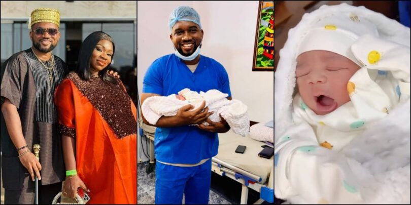 Congratulations pour in as famed comedian and actor, MC Mbakara welcomes his fourth child with his wife, Lolo.